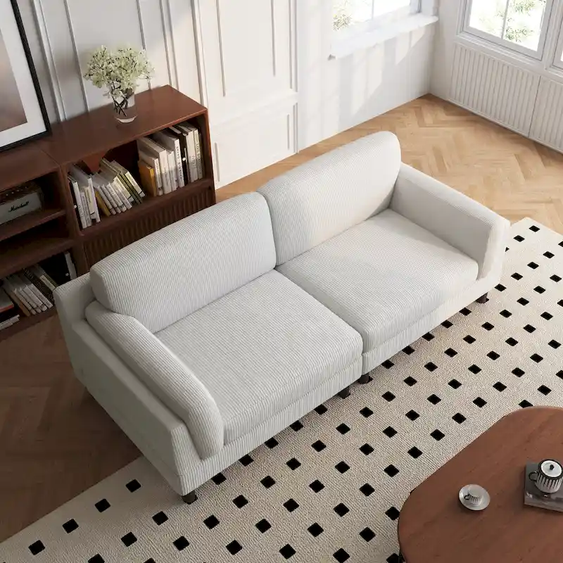 90-Inch Oversized Corduroy Sofa for Living Room with Reversible Cushions