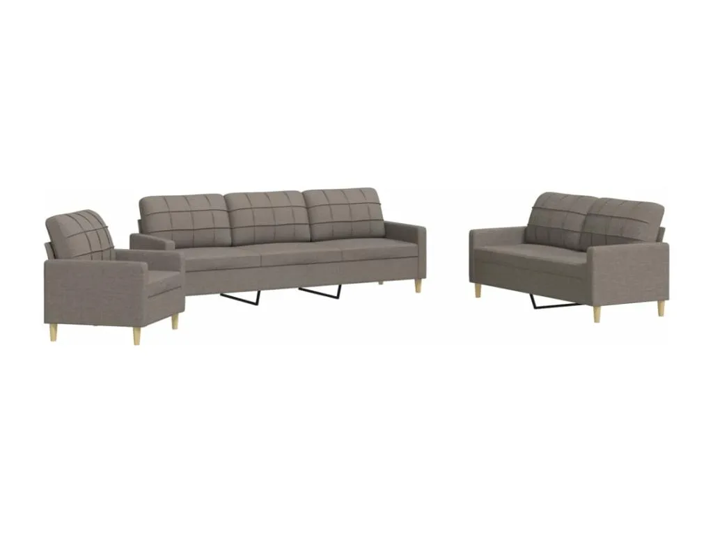 Juego de sofás 3 piezas tela gris taupe