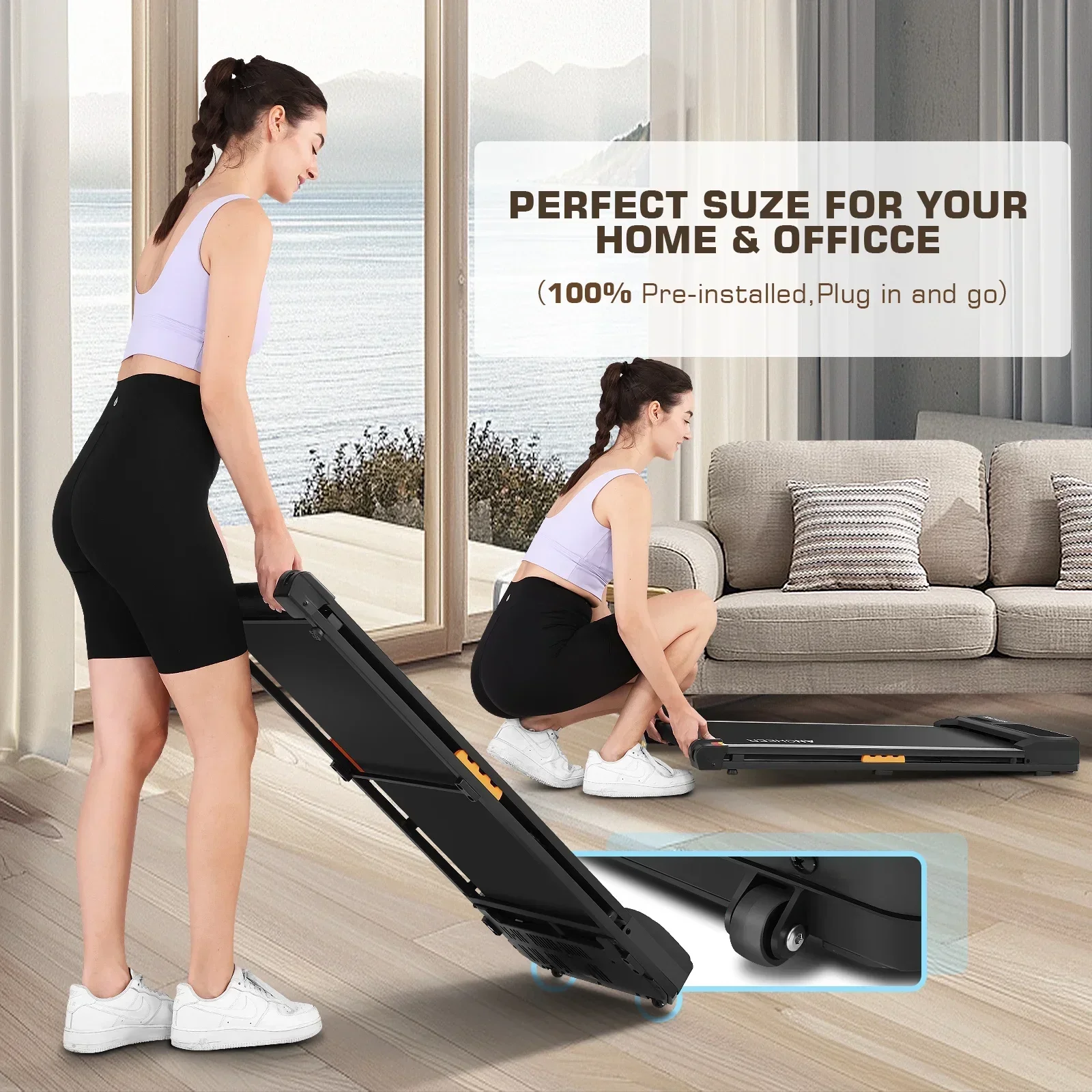ANCHEER Under Desk Walking Pad Treadmill, 0.6-3.8 MPH, 240 lbs Capacity, 2.5 HP - Image 9 ANCHEER Under Desk Walking Pad Treadmill, 0.6-3.8 MPH, 240 lbs Capacity, 2.5 HP - Image 9