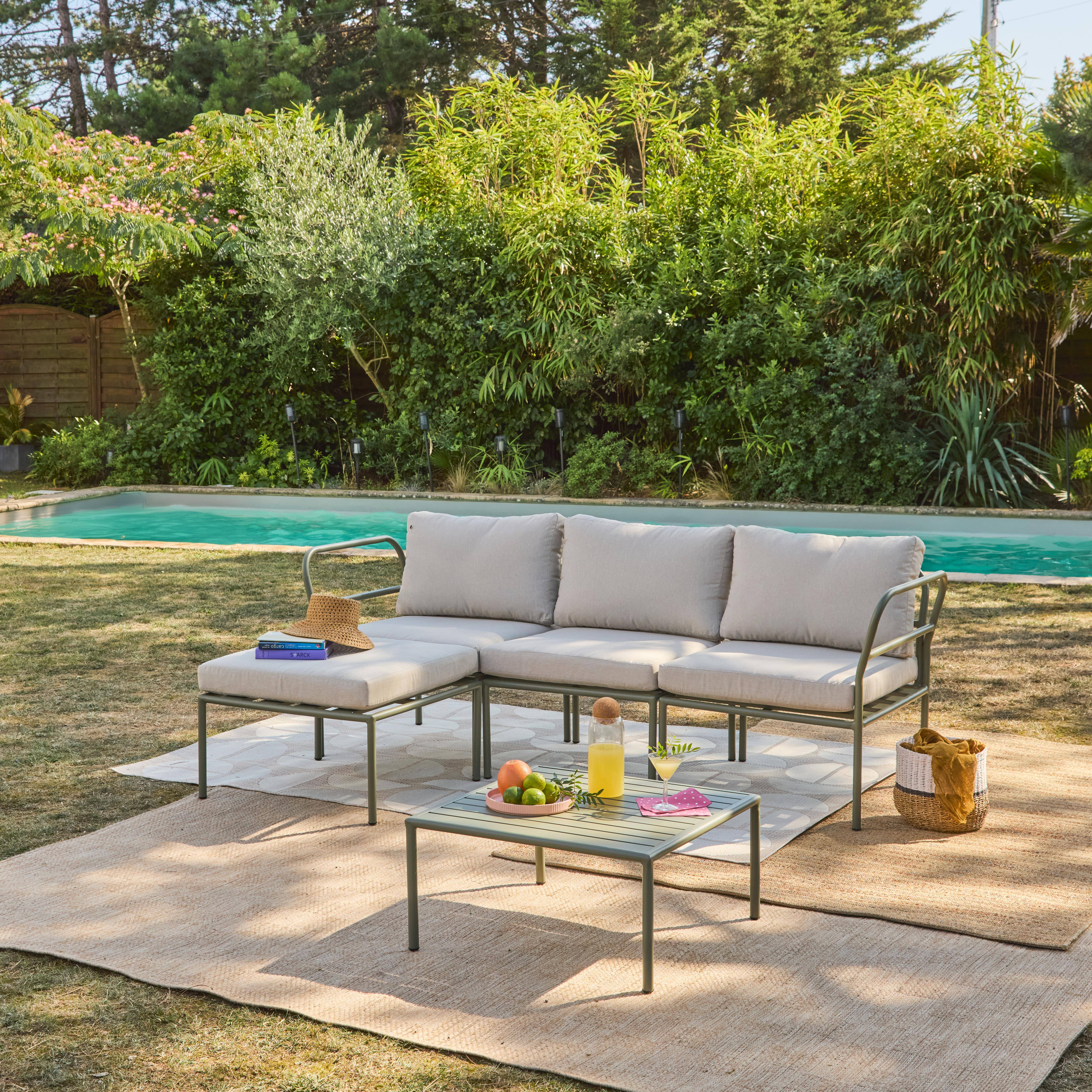 Arcadia - Conjunto de jardín modular de aluminio, 4 plazas