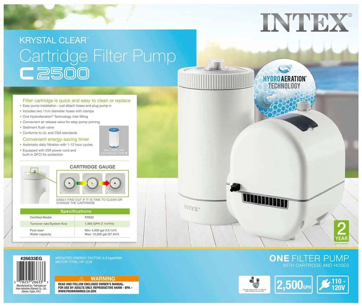 Intex C2500 Cartridge Filter Pump with GFCI for Above Ground Swimming Pool - Image 3