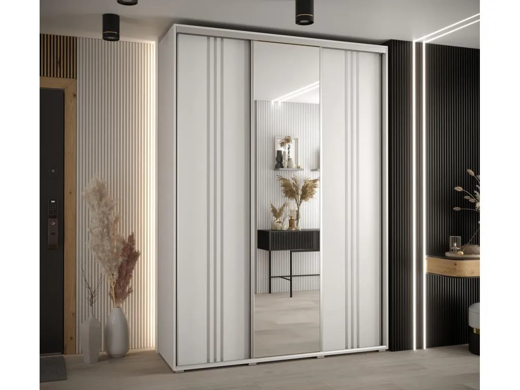ARMARIO Decounico 7 DE PUERTAS CORREDERAS 235.2/180/45 3 puertas (Blanco/Blanco/Plata)