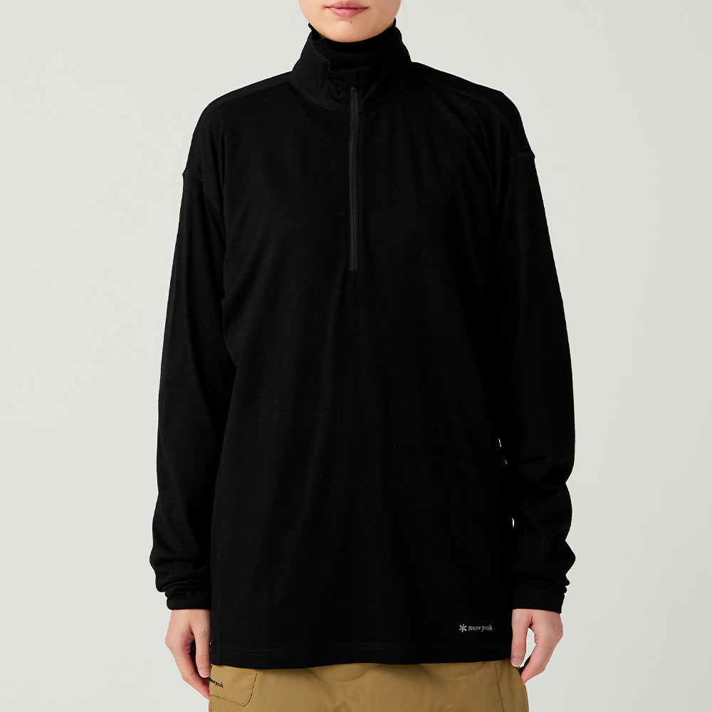 Snow Peak - Pull Demi-zip Laine - Noir