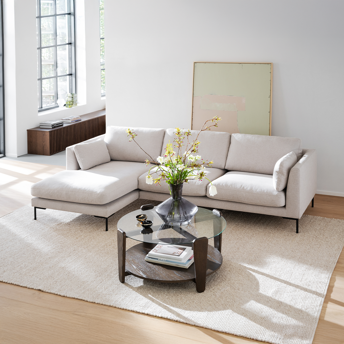 Rowico Home Corwin Hoekbank Beige - Links - 270 cm