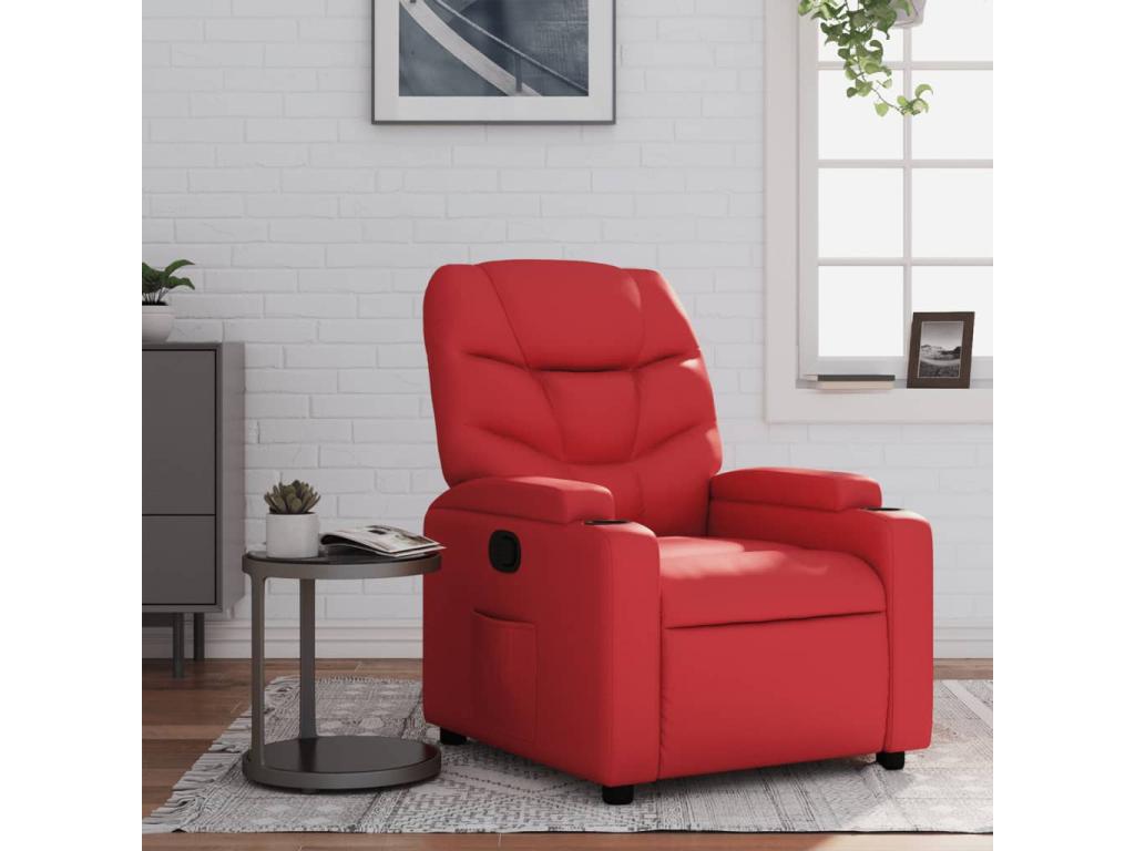 Sillón reclinable de cuero sintético rojo