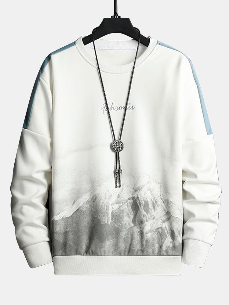 Mountain Graphic Print Crew Neck Sweatshirt