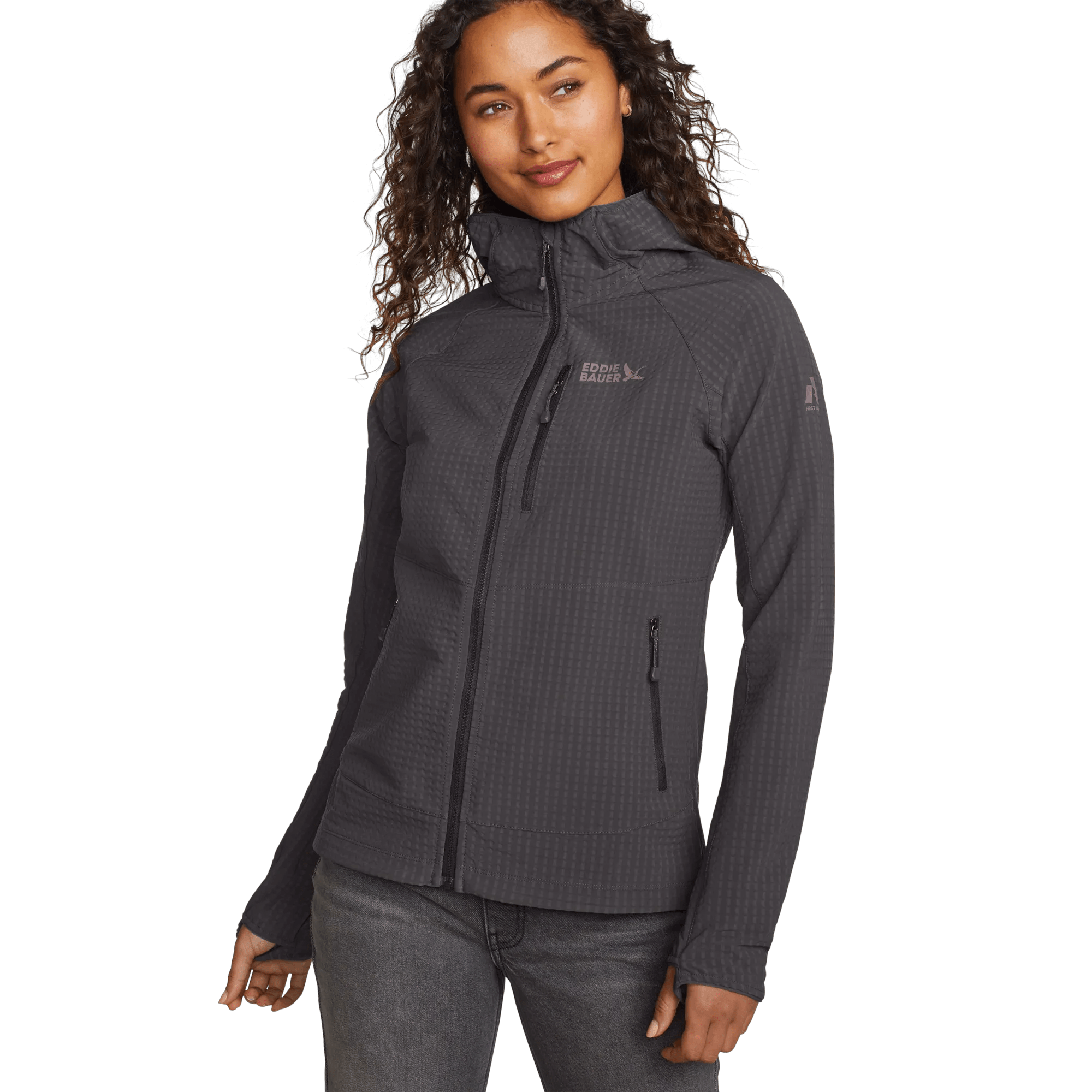 Women's Sandstone Backbone Grid Shell Hoodie - Eddie Bauer Outlet