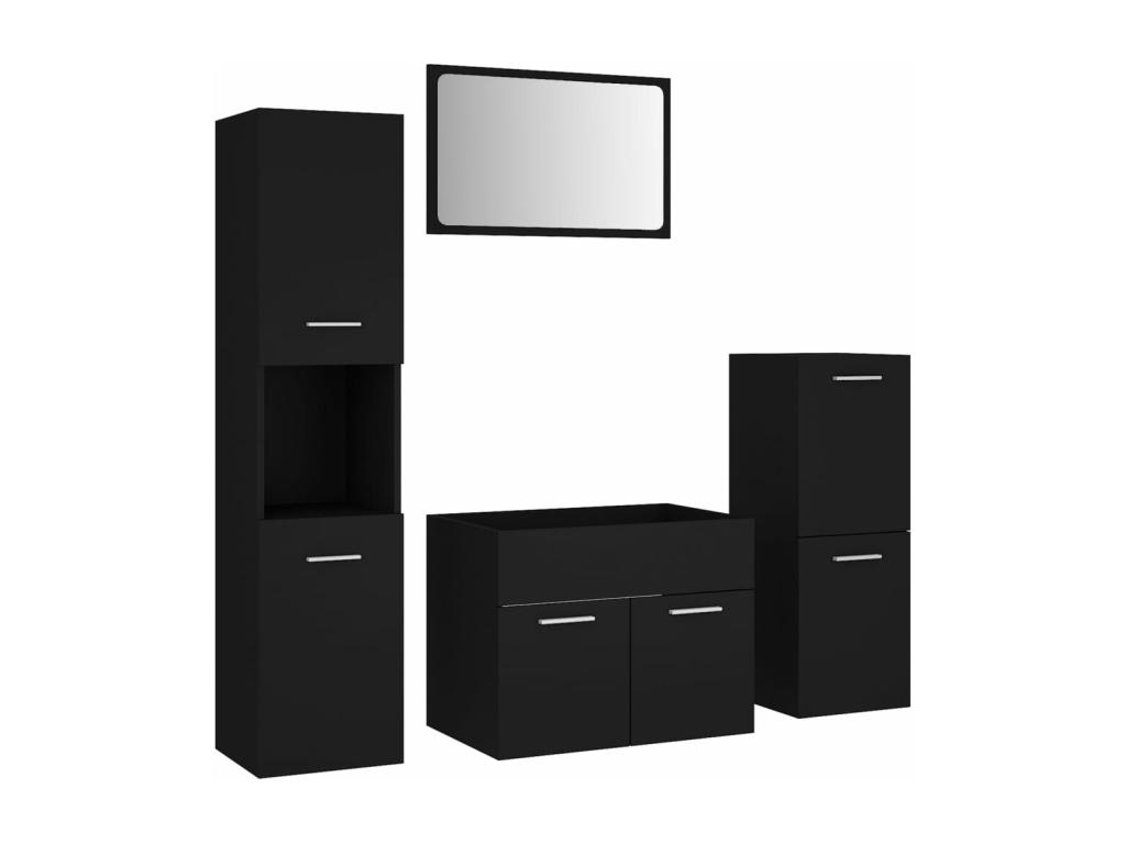 Conjunto de muebles de baño de madera de ingeniería negra