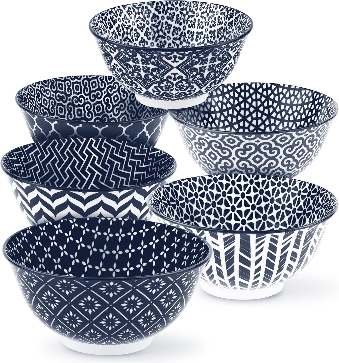 KooK Soup Bowls, Cereal Bowl, Ceramic, Bowls for Kitchen, Microwave, Dishwasher and Freezer Safe, Porcelain Dishes for Pasta, Salad, Oatmeal, Deep Interior, 20 oz, Set of 6, (Red)