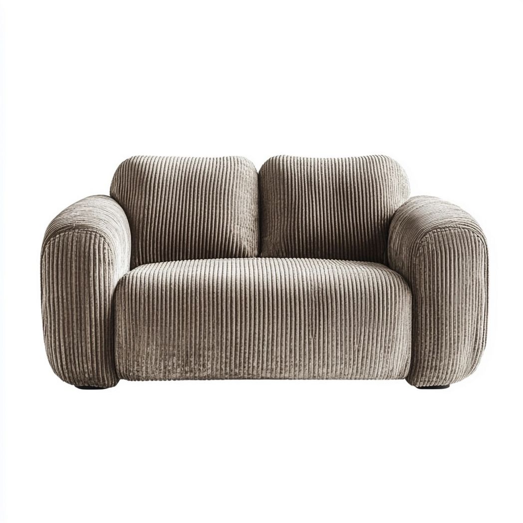Sofá de 2 Plazas de Terciopelo Corduroy Taupe con Relleno de Espuma 150x90x70 cm