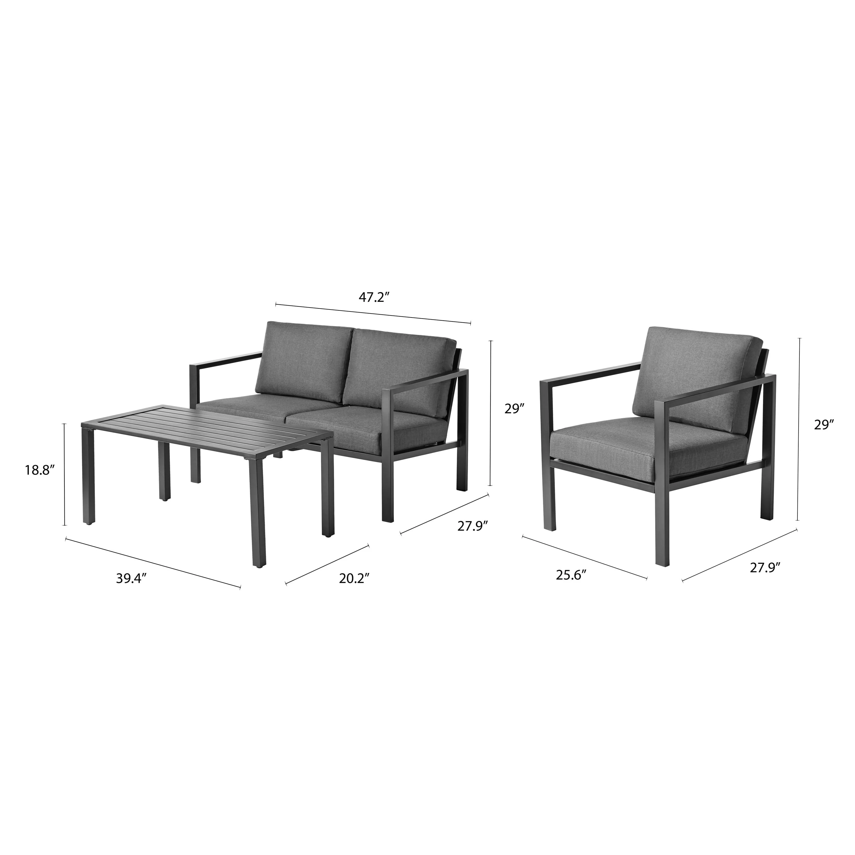 Mainstays Dashwood 4-Piece Outdoor Patio Conversation Set, Seats 4, Gray - Image 4