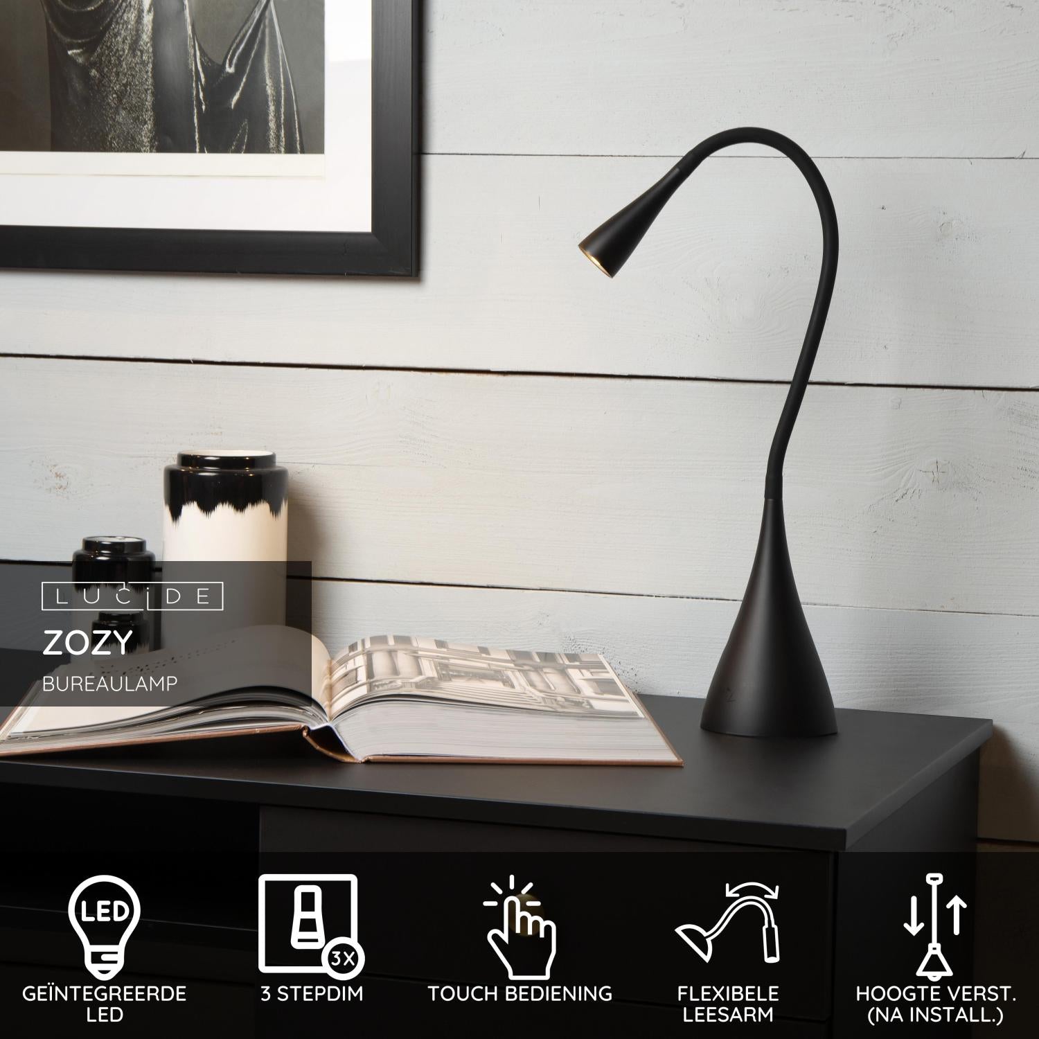 Lucide ZOZY Bureaulamp - Zwart