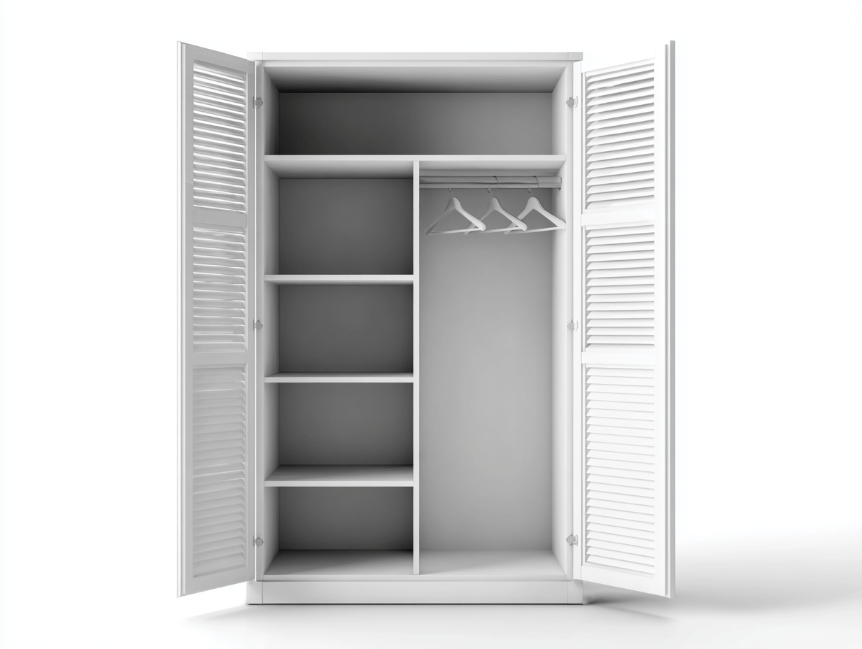 Armario de 2 puertas 100×55×180 cm – blanco – con estantes y barra de colgar