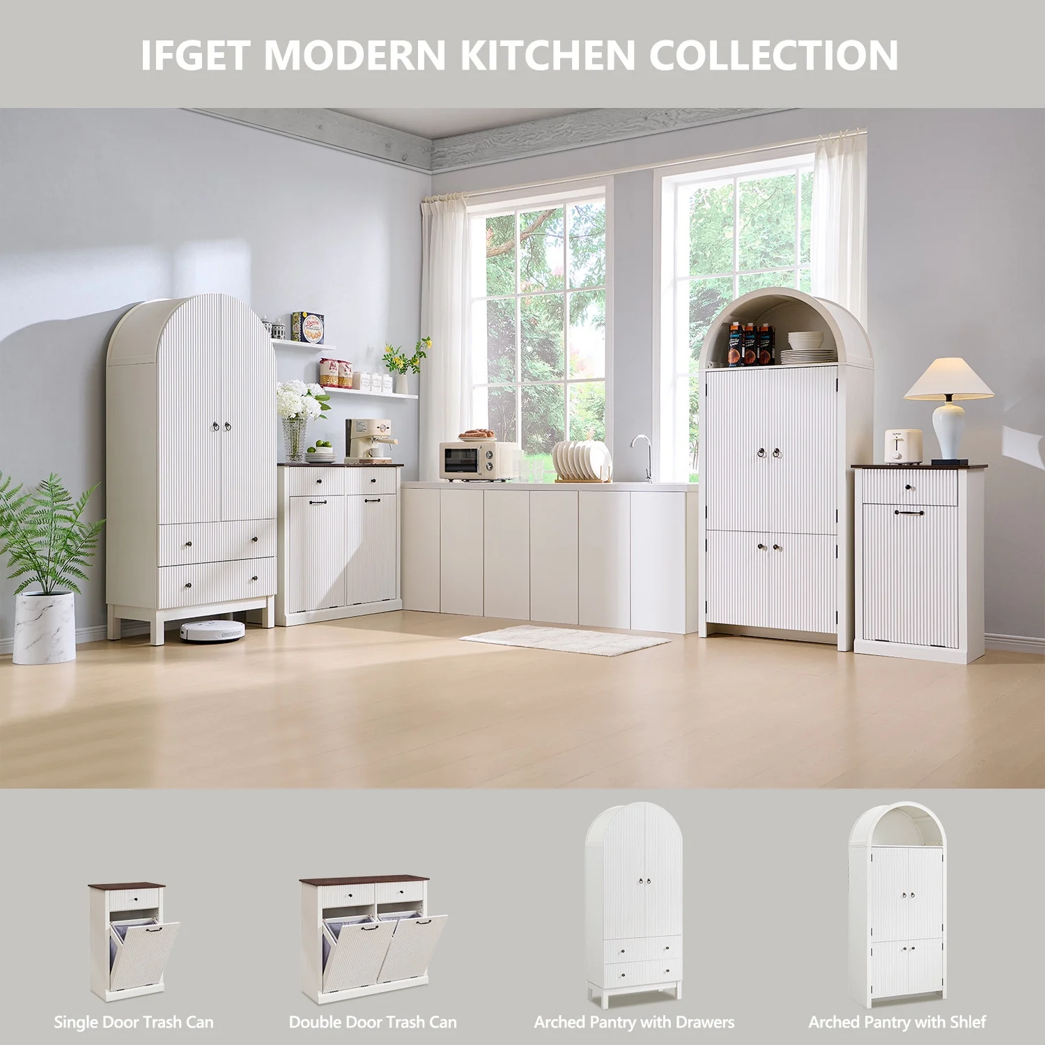 IFGET 71" Tall Arched Kitchen Pantry Storage Cabinet, Large Storage Cabinet with Adjustable Shelves, Pantry Cabinet for Kitchen, Dining Room - Image 28