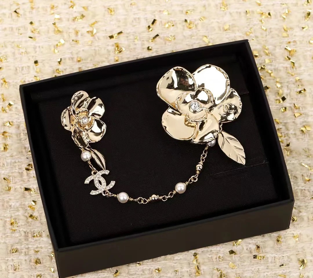 Chanel Camellia with Chain Flower Brooch - Original Replica Club