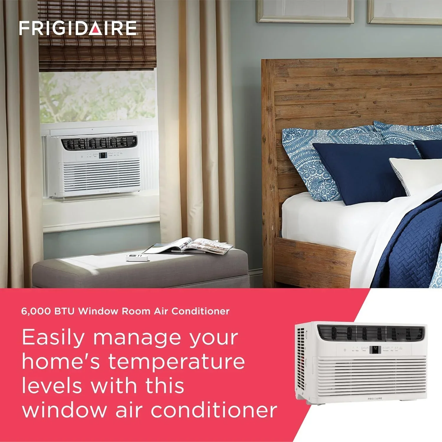Frigidaire 5,000 BTU Window Air Conditioner Remote Control Cools Up to 150 Sq. Ft. Quiet Operation