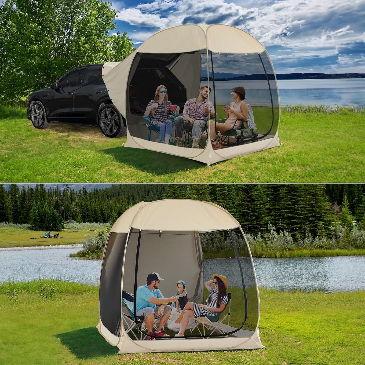 Screen gazebo sleeps 6-10-15 people Igloo-style canopy tent mosquito net on the sides Perfect