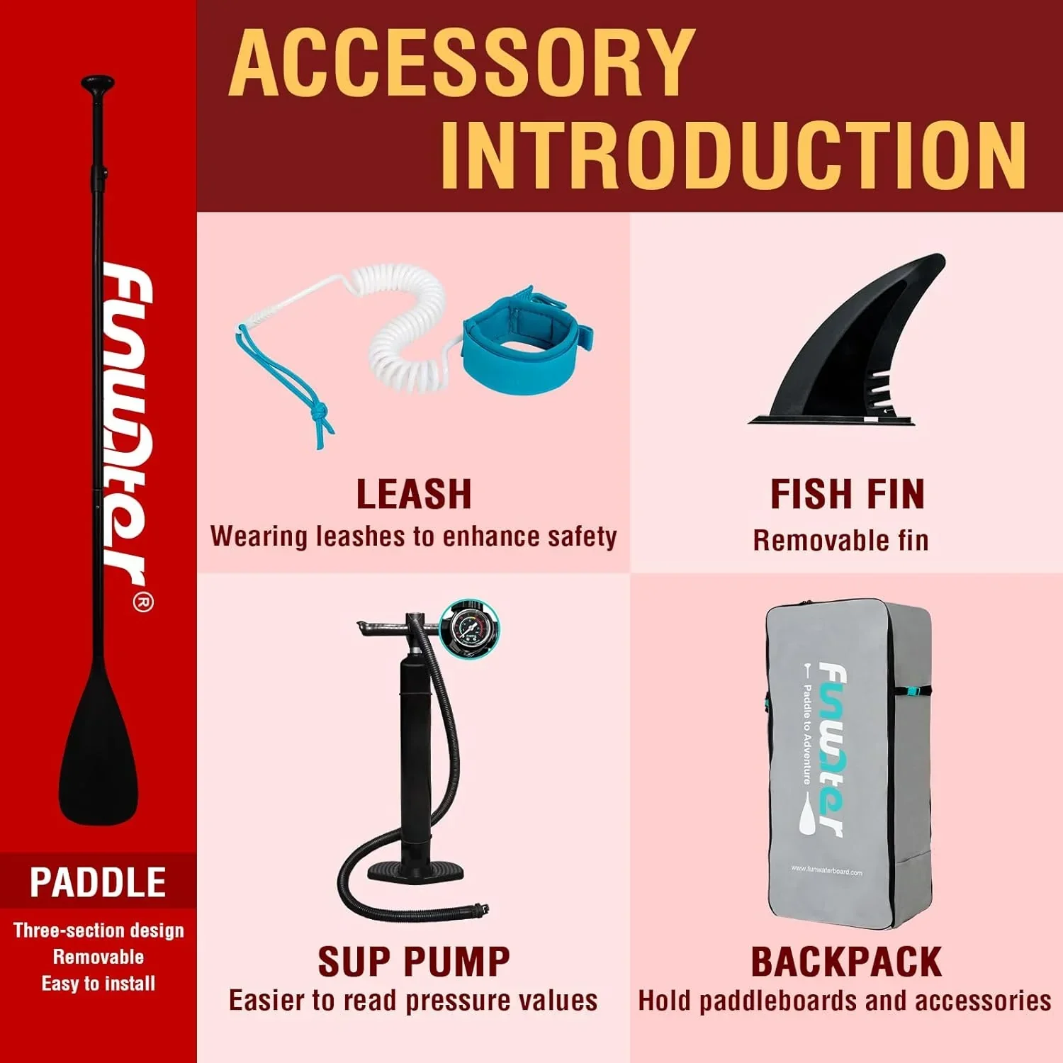 FunWater Inflatable Stand Up Paddle Board, 11 ft x 32 in x 6 in - SUP Paddle Accessories - Image 91 FunWater Inflatable Stand Up Paddle Board, 11 ft x 32 in x 6 in - SUP Paddle Accessories - Image 91