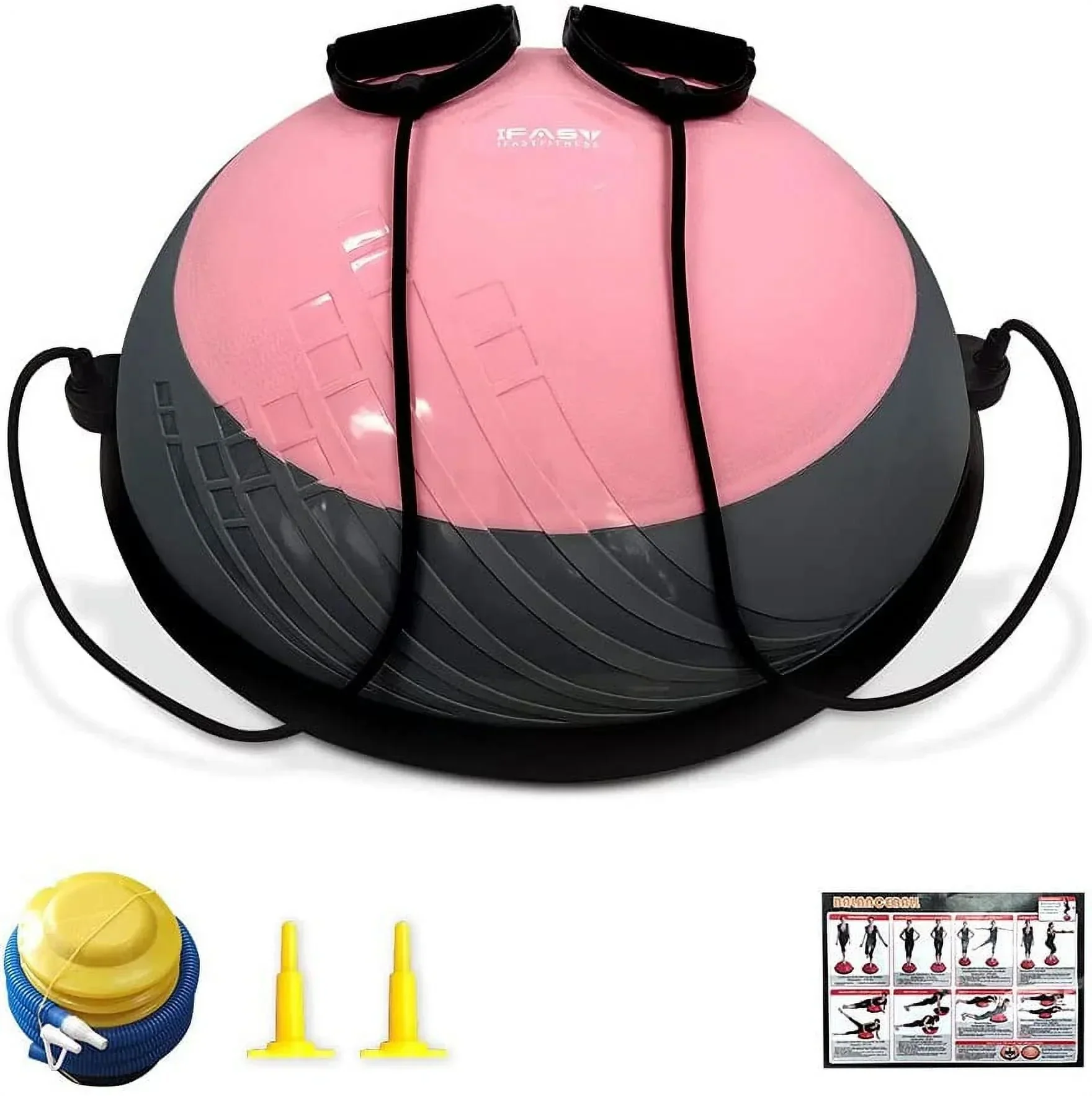 IFAST Balance Trainer 23 Inch Half Ball With Resistance Bands - 660LB Weight Capacity IFAST Balance Trainer 23 Inch Half Ball With Resistance Bands - 660LB Weight Capacity