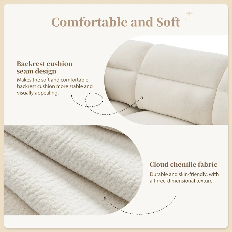 110-Inch L-Shaped 5-Seater Sectional Sofa with Removable Ottoman, Cloud Chenille Fabric, and 5 Cushions