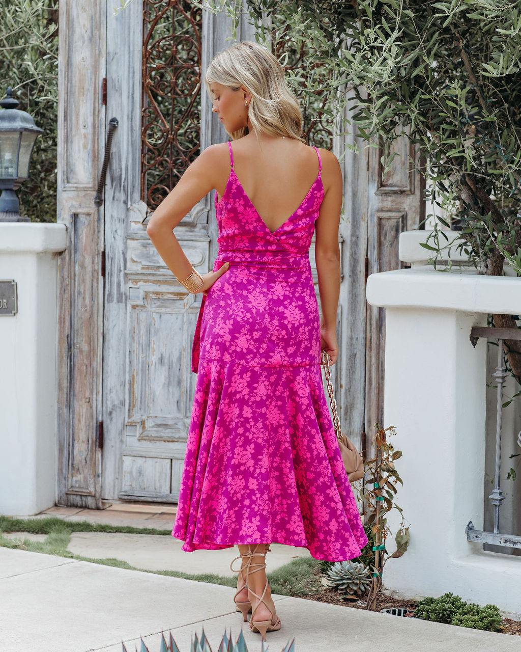 Espinosa Satin Floral Midi Dress - FINAL SALE - Se7enfashion