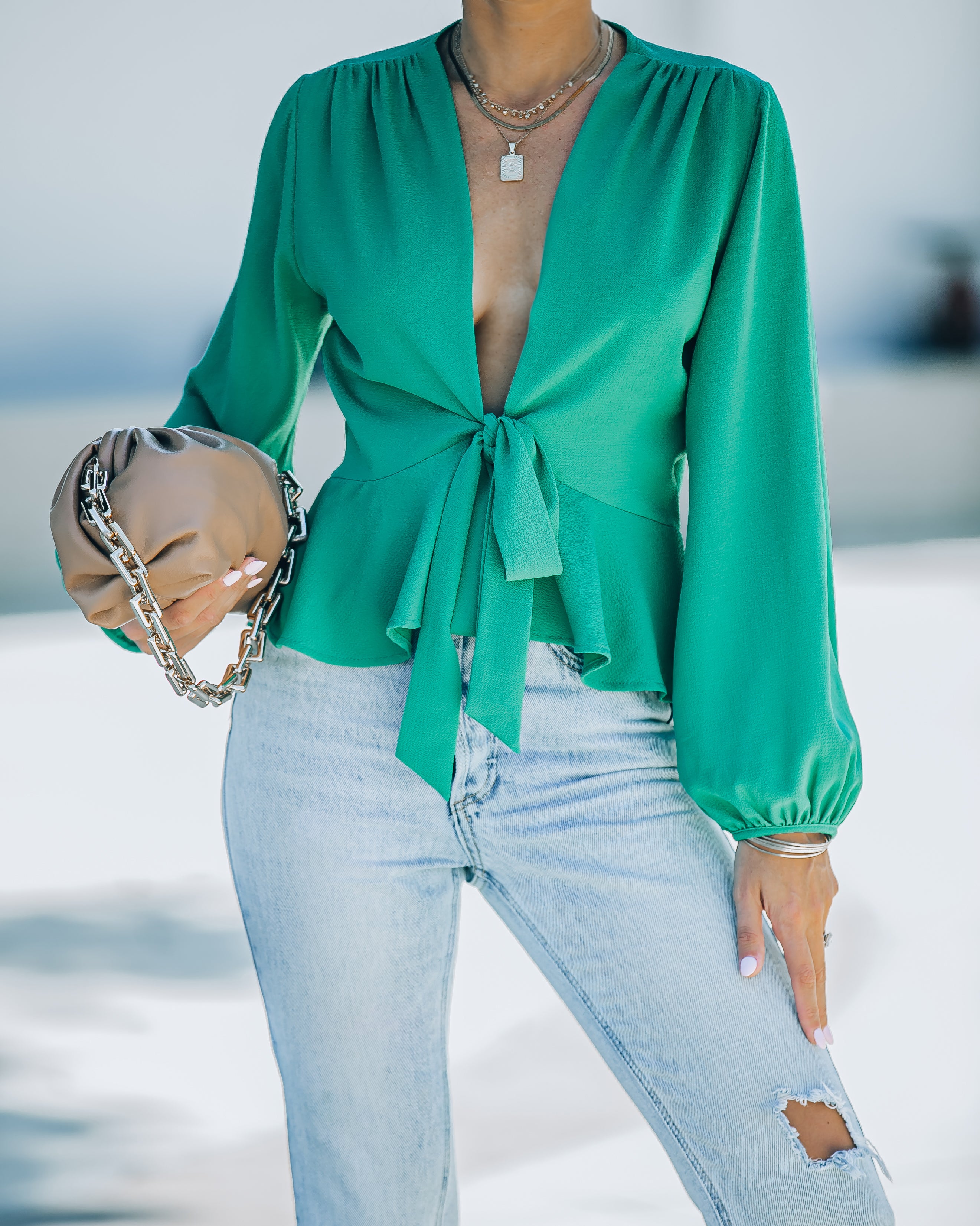 Erica Front Tie Top - Jade - FINAL SALE - Se7enfashion