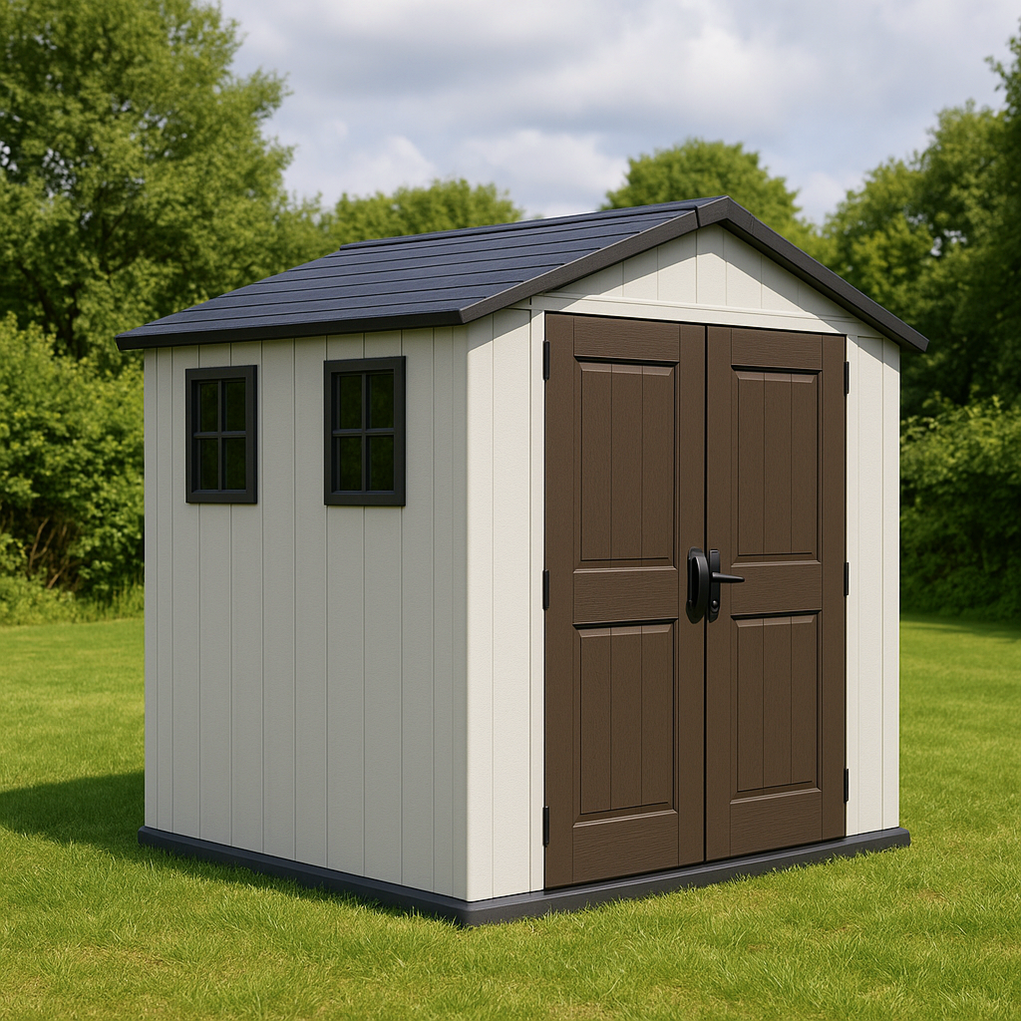 Caseta de jardín de resina 220x218x230 cm beige/marrón yfZmroI396hk