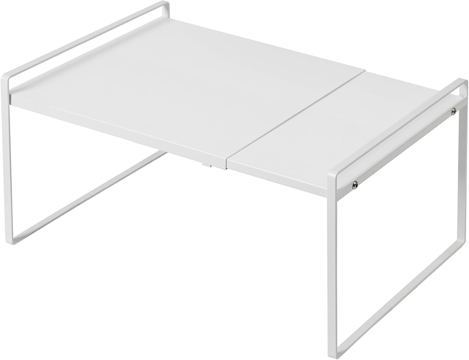Nxconsu Cabinet Shelf Organizer Expandable, 8.6 Inch Deep Adjustable 13 to 24 Inch Metal Shelf Riser for Kitchen Pantry Cupboard Countertop Under Sink, Heavy Duty Stackable Storage Rack, White