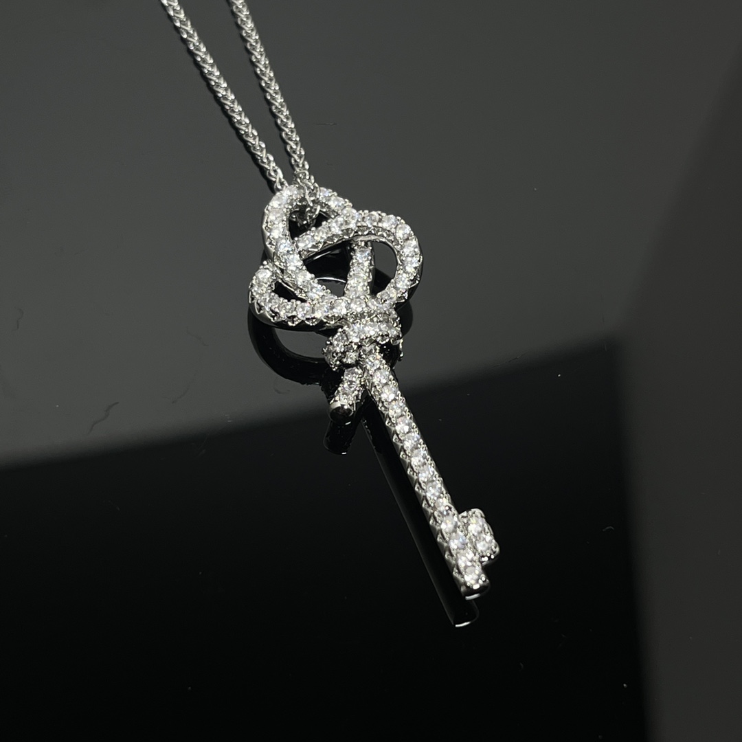 Tiffany Knot Key Pendant Necklace with Diamonds - Original Replica Club