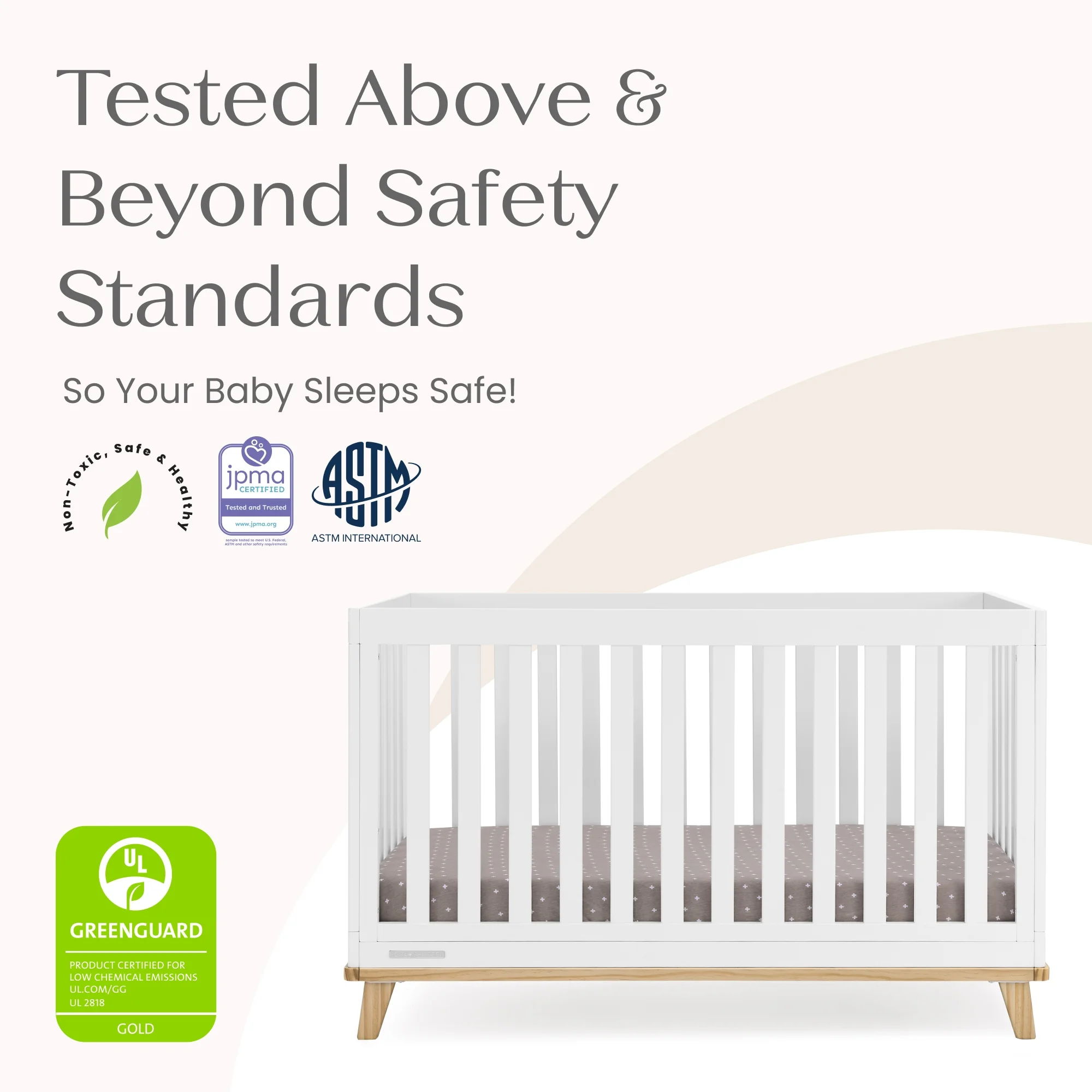 Delta Children Frankie 4-in-1 Convertible Crib - Greenguard Gold Certified, Black with Natural - Image 28