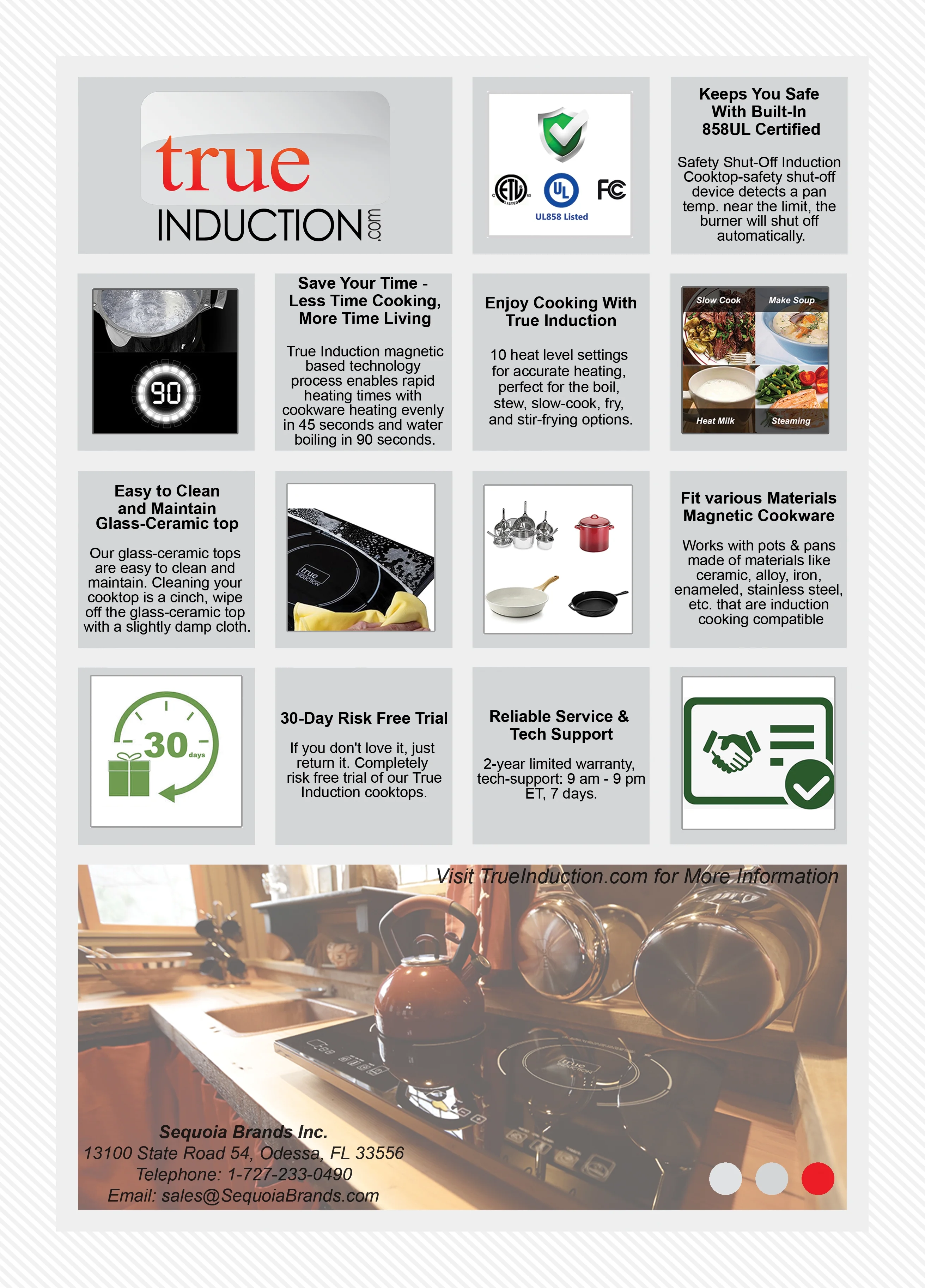 True Induction TI-2C Protable UL1026 Certified, 23-inch Dual Induction Cooktop 1750W Glass-Ceramic Top with FREE Carrying Bag & 2 Silicone Mats - Image 4