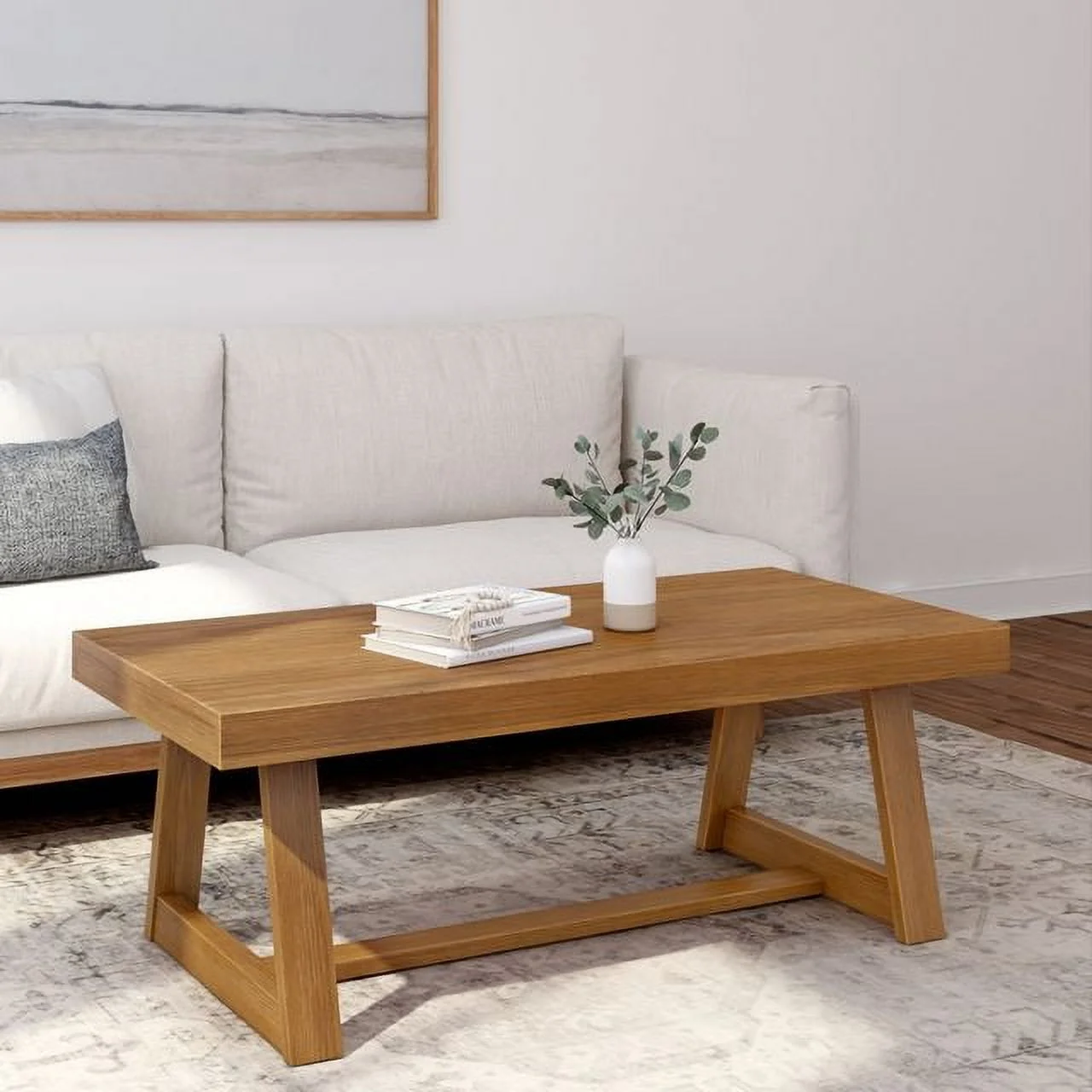 Plank+Beam Farmhouse Coffee Table, 48" Solid Wood Tables for Living Room, Rectangular Center Table - Image 33