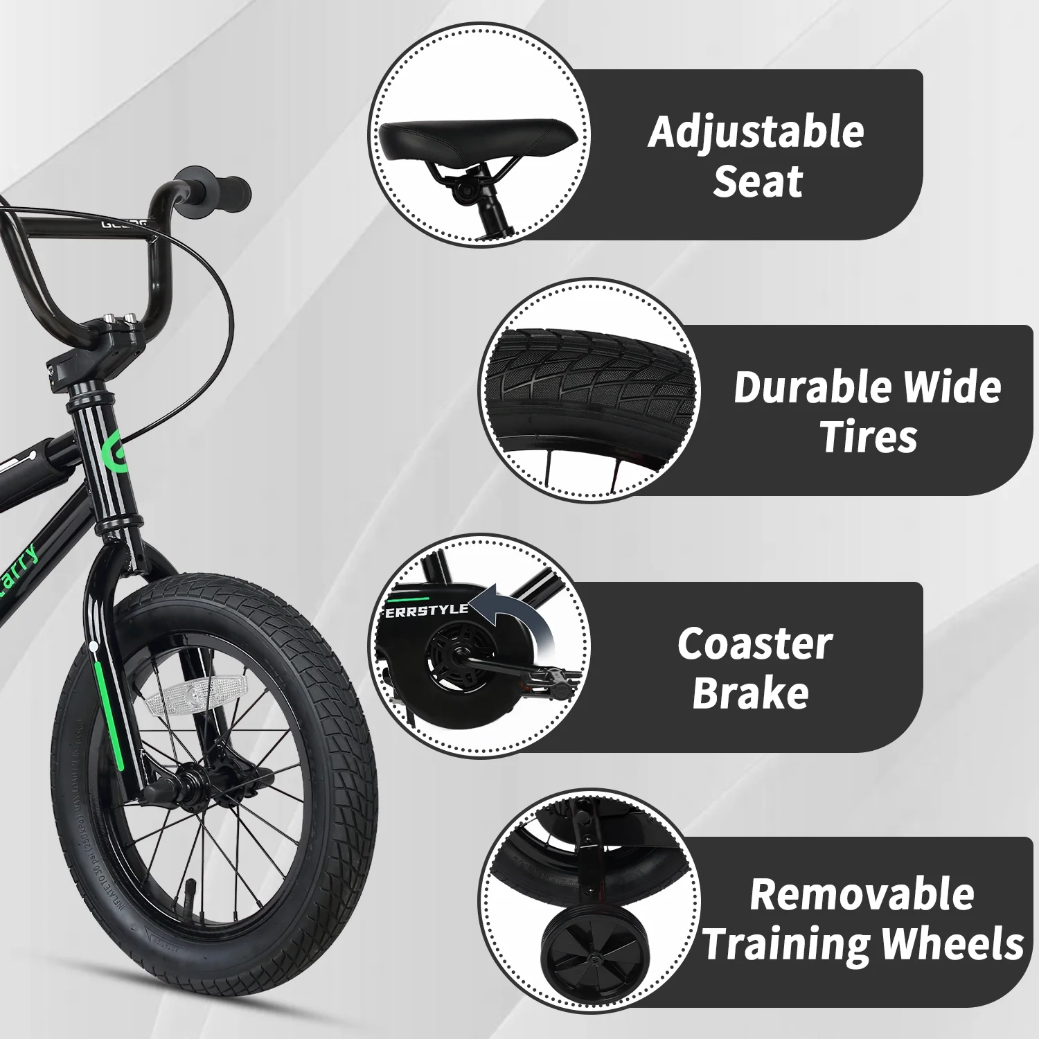 Glerc 14 Inch Little Kids Bike BMX Style Bicycle with Training Wheels Coaster Brake for 3 4 5 Years Old Boys Girls, Blue - Image 33