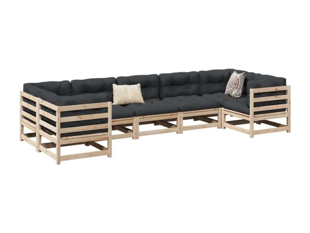 Vivircalido Set de sofás jardín 7 pzas con cojines Vivircalido maciza Vivircalido Marrón 83831udzw