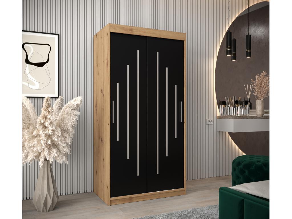 ARMARIO Nestliq DE PUERTAS CORREDERAS 200/100/62 2 puertas artisan/negro