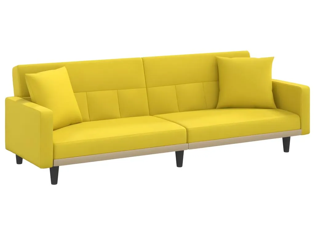 Sofá cama con cojines tela amarillo claro