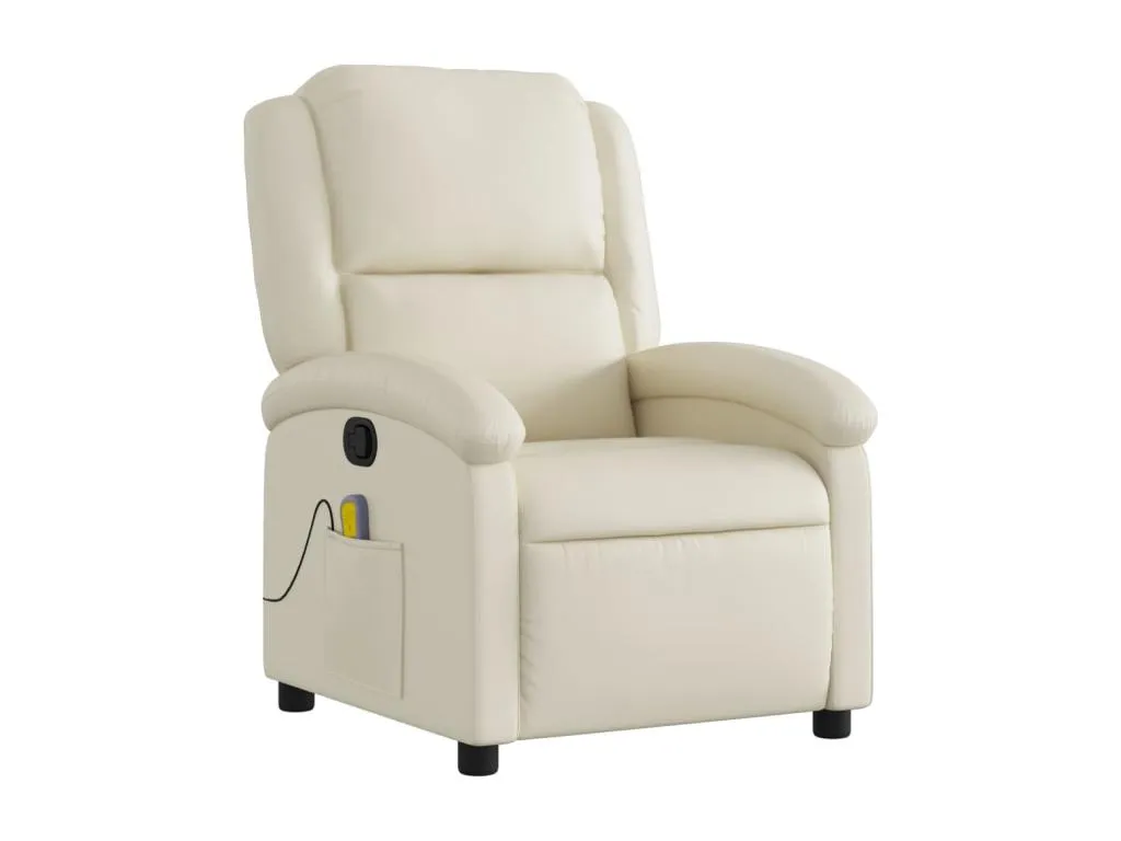 Sillón reclinable de masaje cuero sintético crema