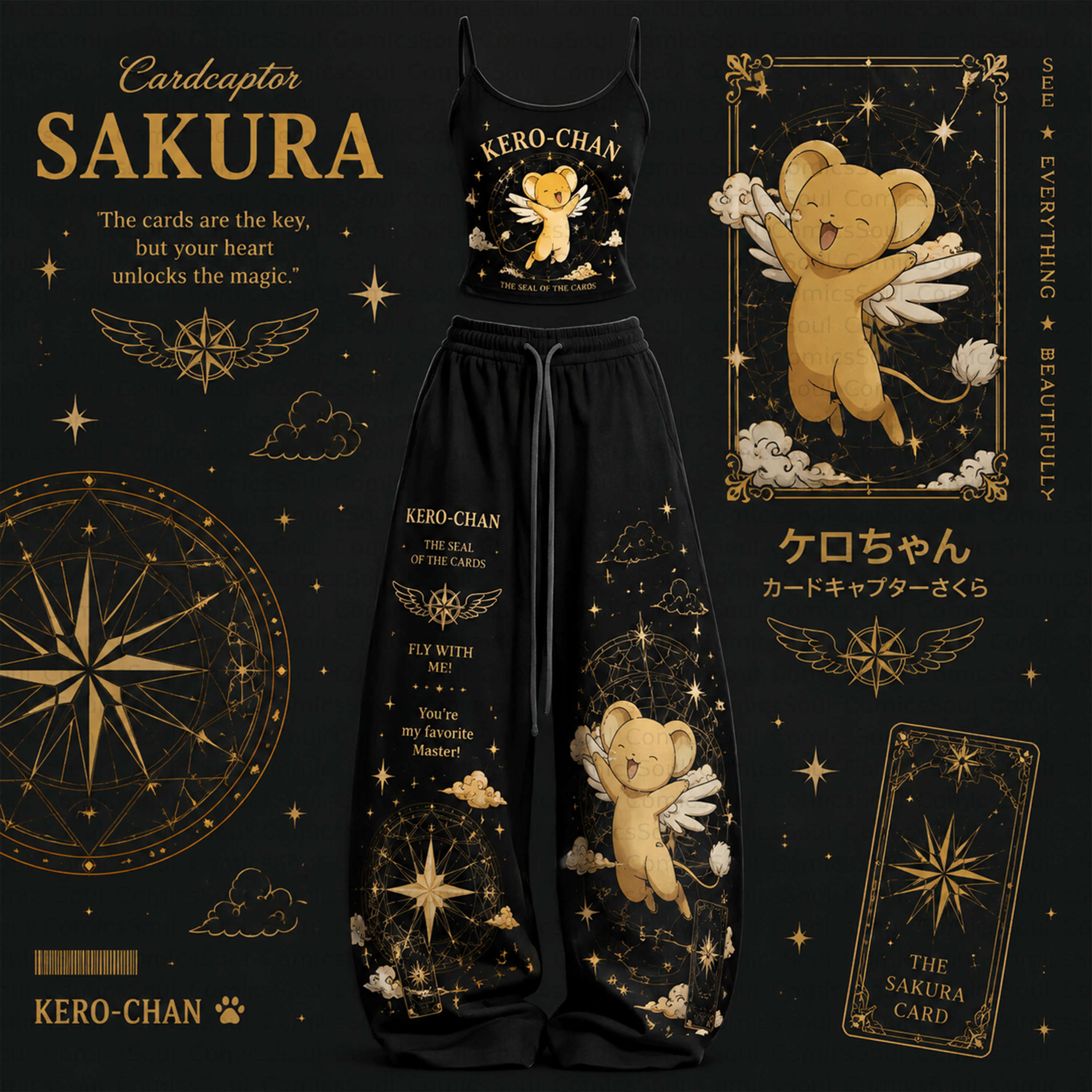 Cardcaptor Sakura Top & Elasticated Trousers Two-Piece Set TeeThreads Sustain the Scene with Custom Apparel