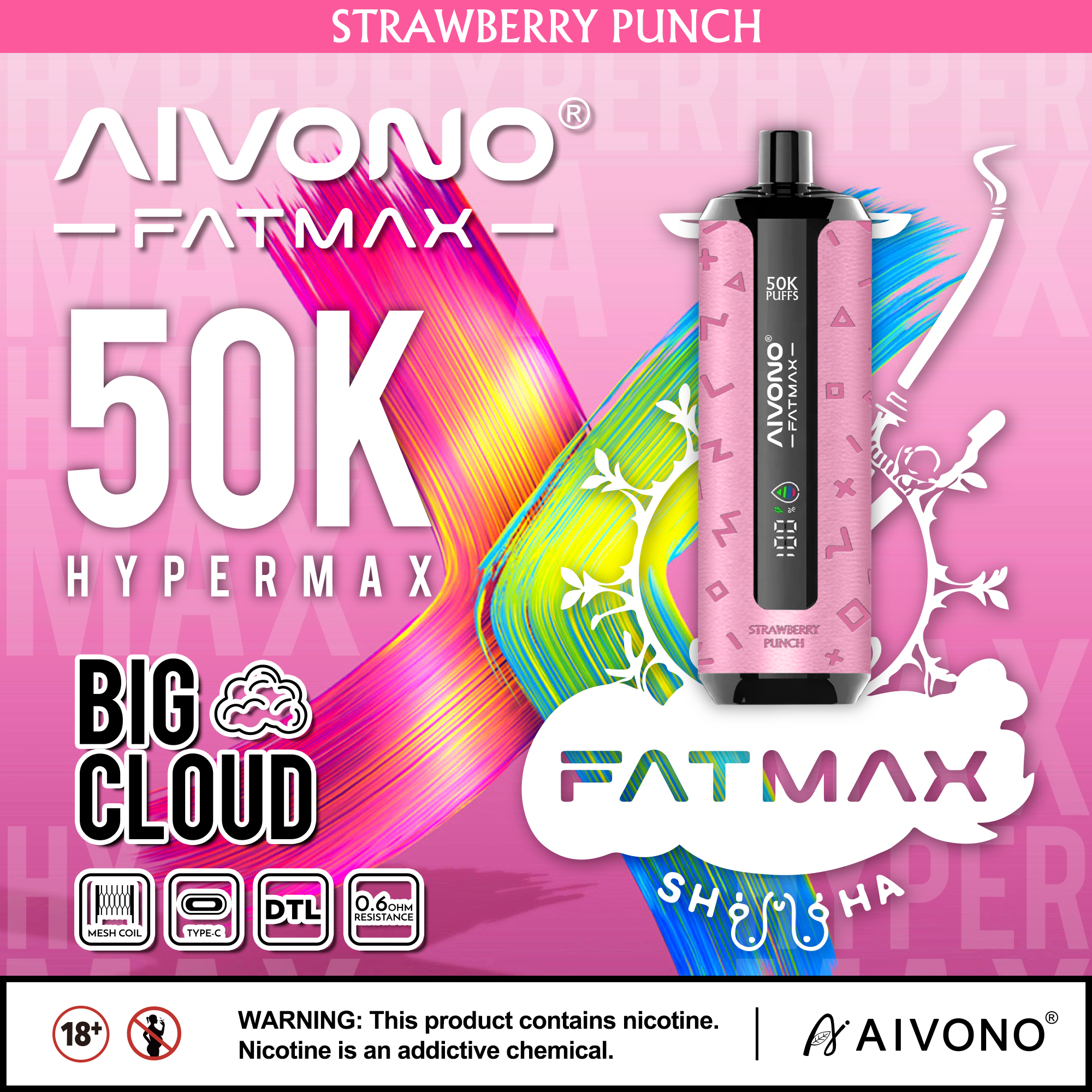 AIVONO AIM FATMAX 50000 Puffs Disposable Shisha Vape