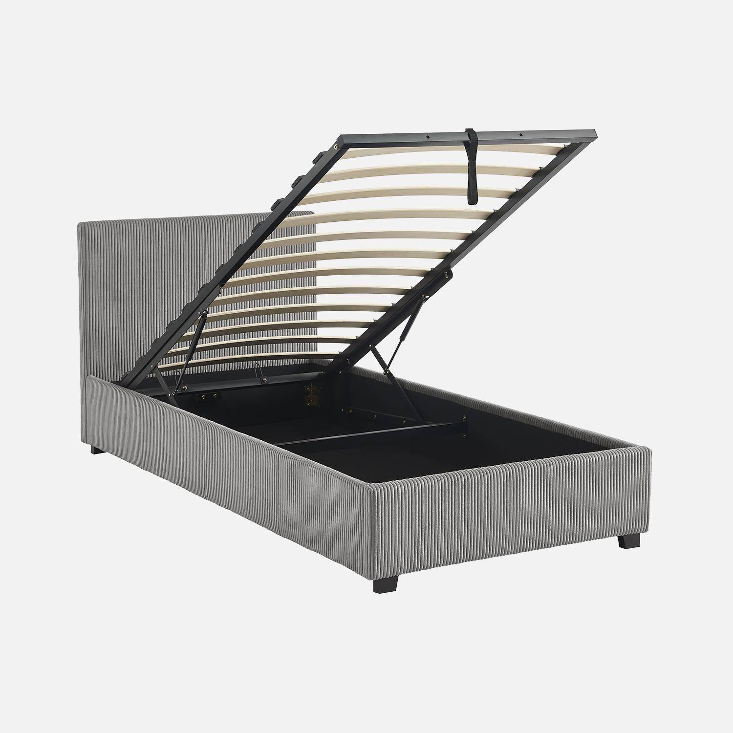 Avalon - Cama con somier abatible y cabecero 90x190cm, acabado en pana fina