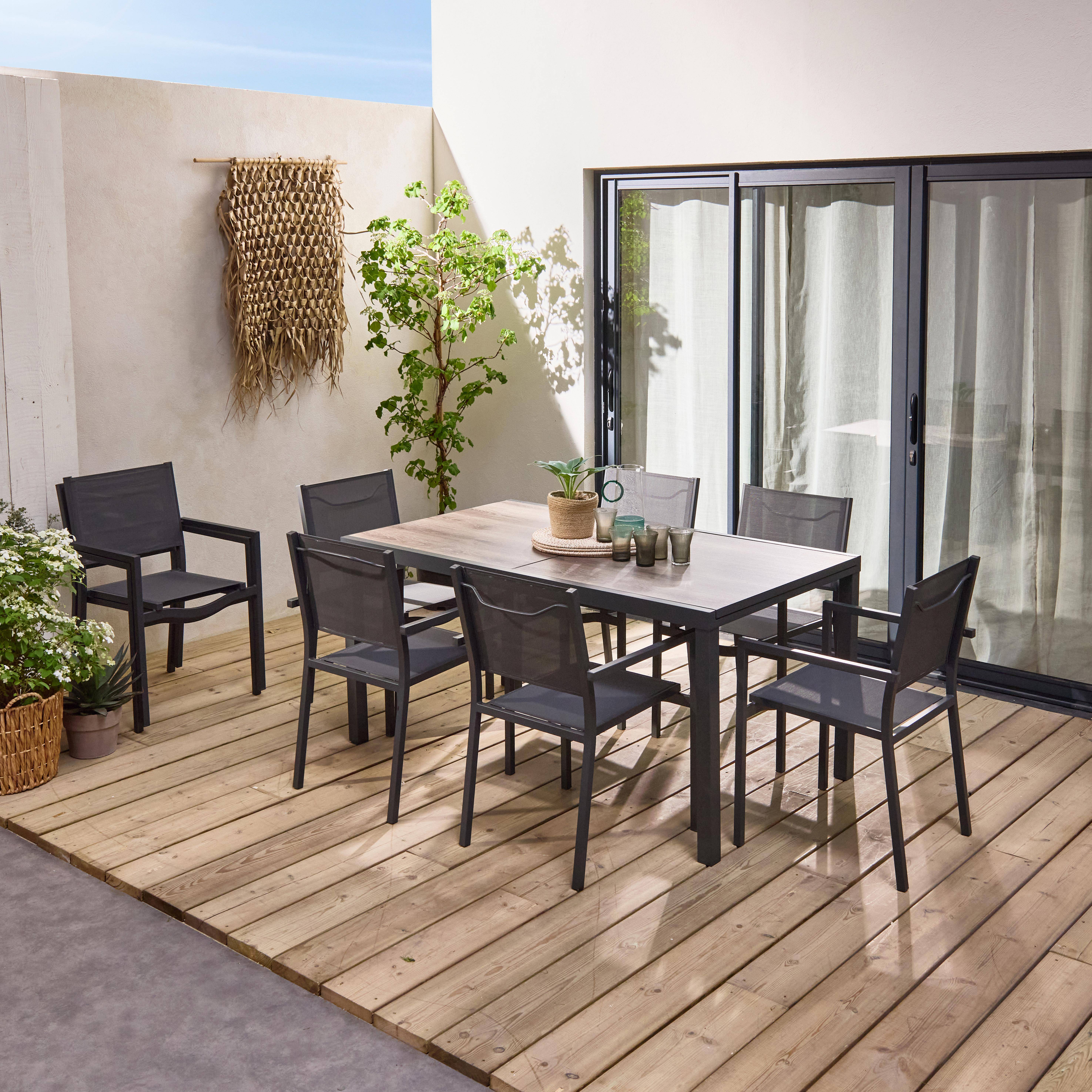 Nashville 240cm - Mesa de jardín extensible de aluminio 160/240cm  + 8 sillas