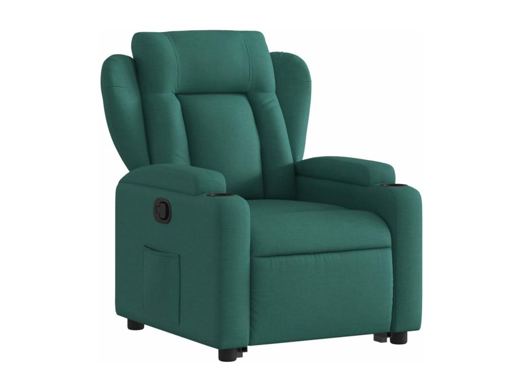 Sillón reclinable elevable tela verde oscuro