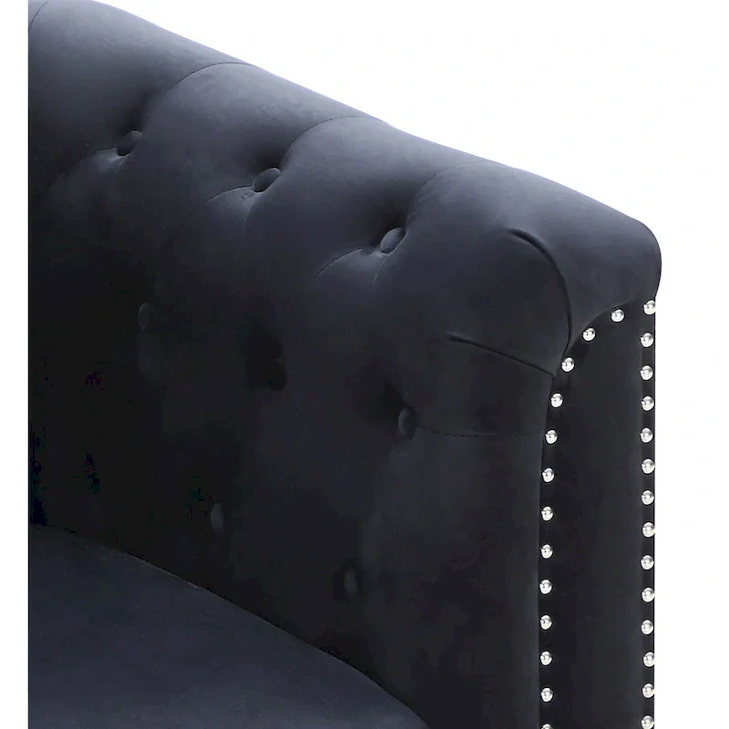 Velvet Button-Tufted Pompano Loveseat