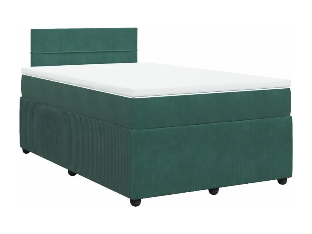 Cama box spring con colchón terciopelo verde oscuro 120x190 cm ltb3520822