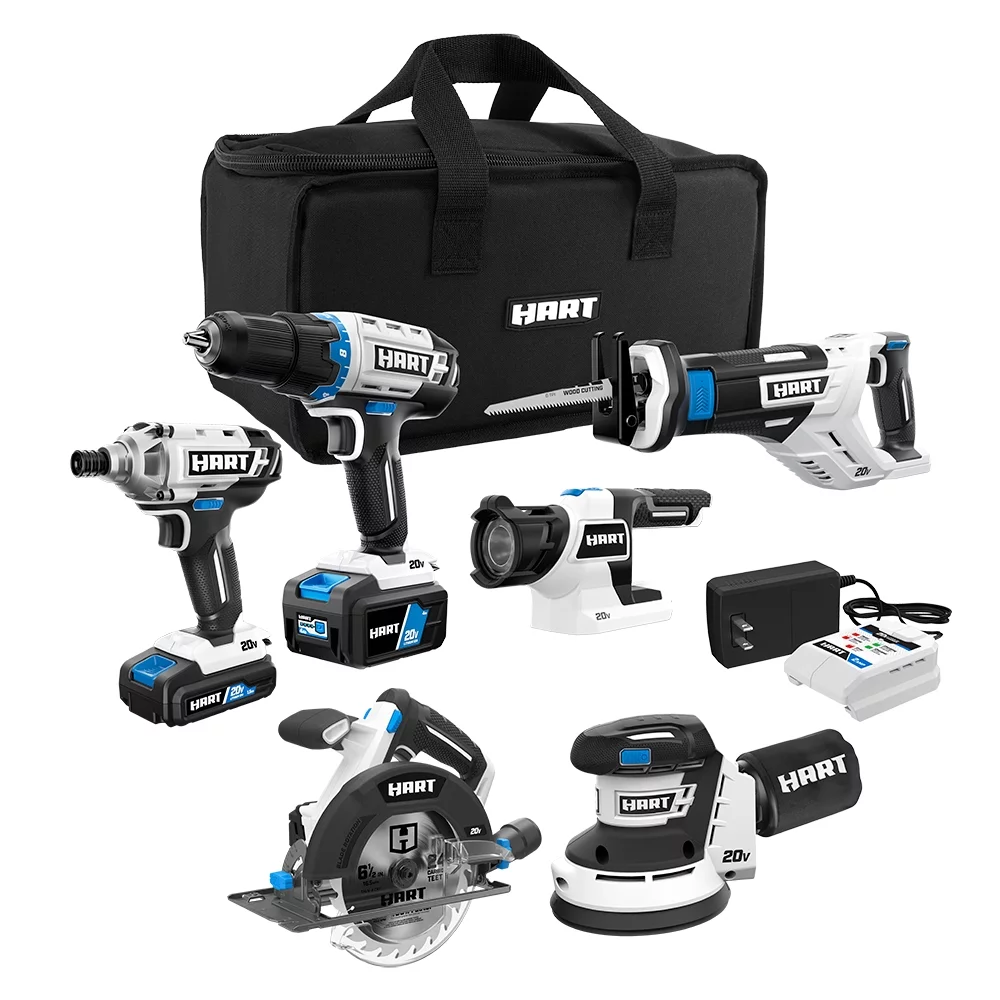 HART 20-Volt Cordless 6-Tool Combo Kit (1) 4.0Ah (1) 1.5Ah Lithium-Ion Batteries - MadeInUSA(Default Title)