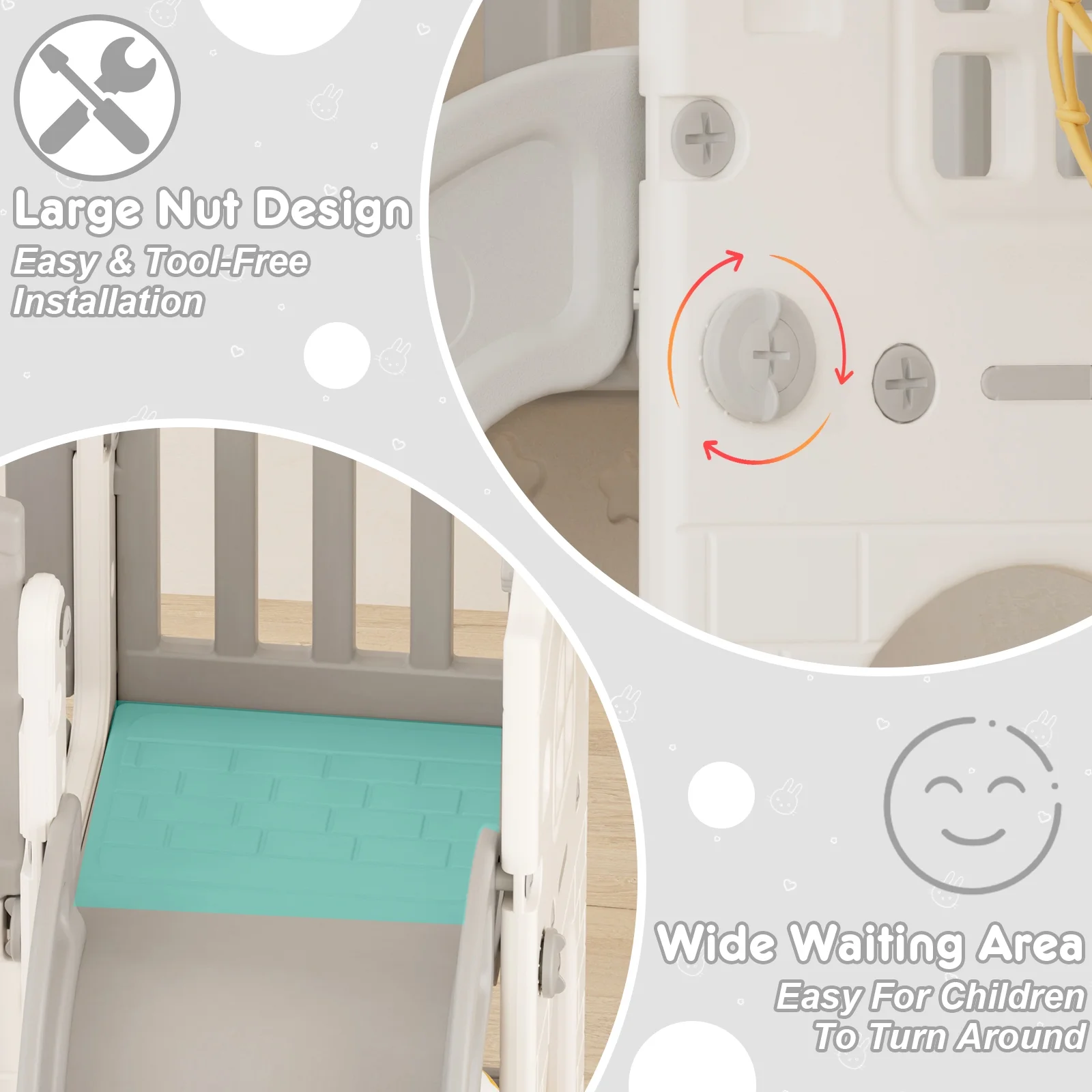 Korimefa 11-in-1 Toddler Slide Set with Golf, Basketball Hoop, Kids Slide for Toddlers Age 1-4, Climber Slip and Slides, Baby Outdoor Toys - Image 75