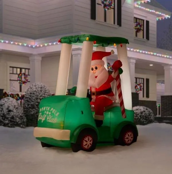 WAYFAIR Christmas-6 Ft Inflatable Santa With Golf Cart Scene