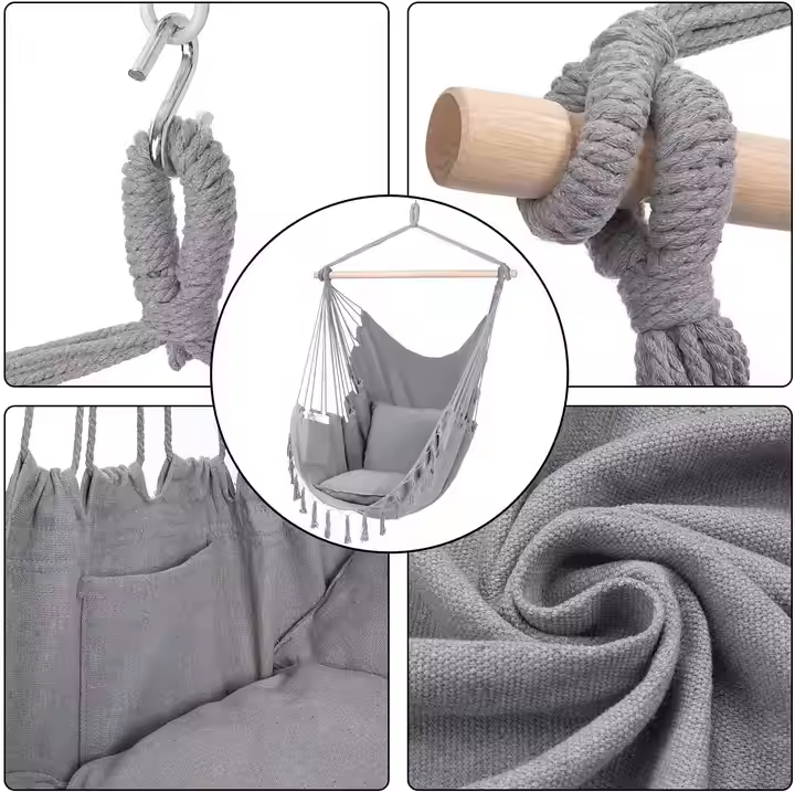 Hammock Swing Tassel Chairs Hanging Rope Swing Outdoor Indoor Hanging Chair  for Garden