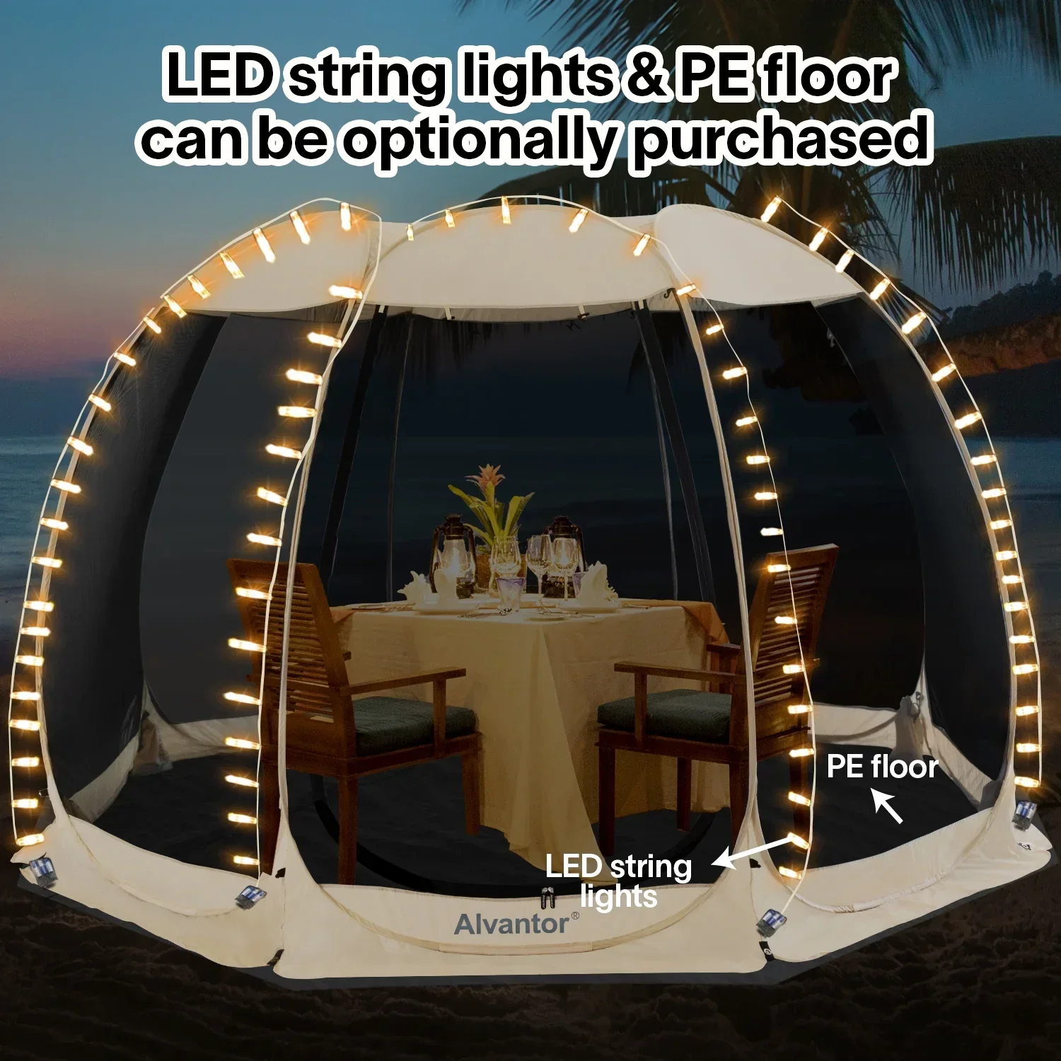 Alvantor Screen House Camping Instant Canopy 12 ft x 12 ft - Beige - Image 12 Alvantor Screen House Camping Instant Canopy 12 ft x 12 ft - Beige - Image 12