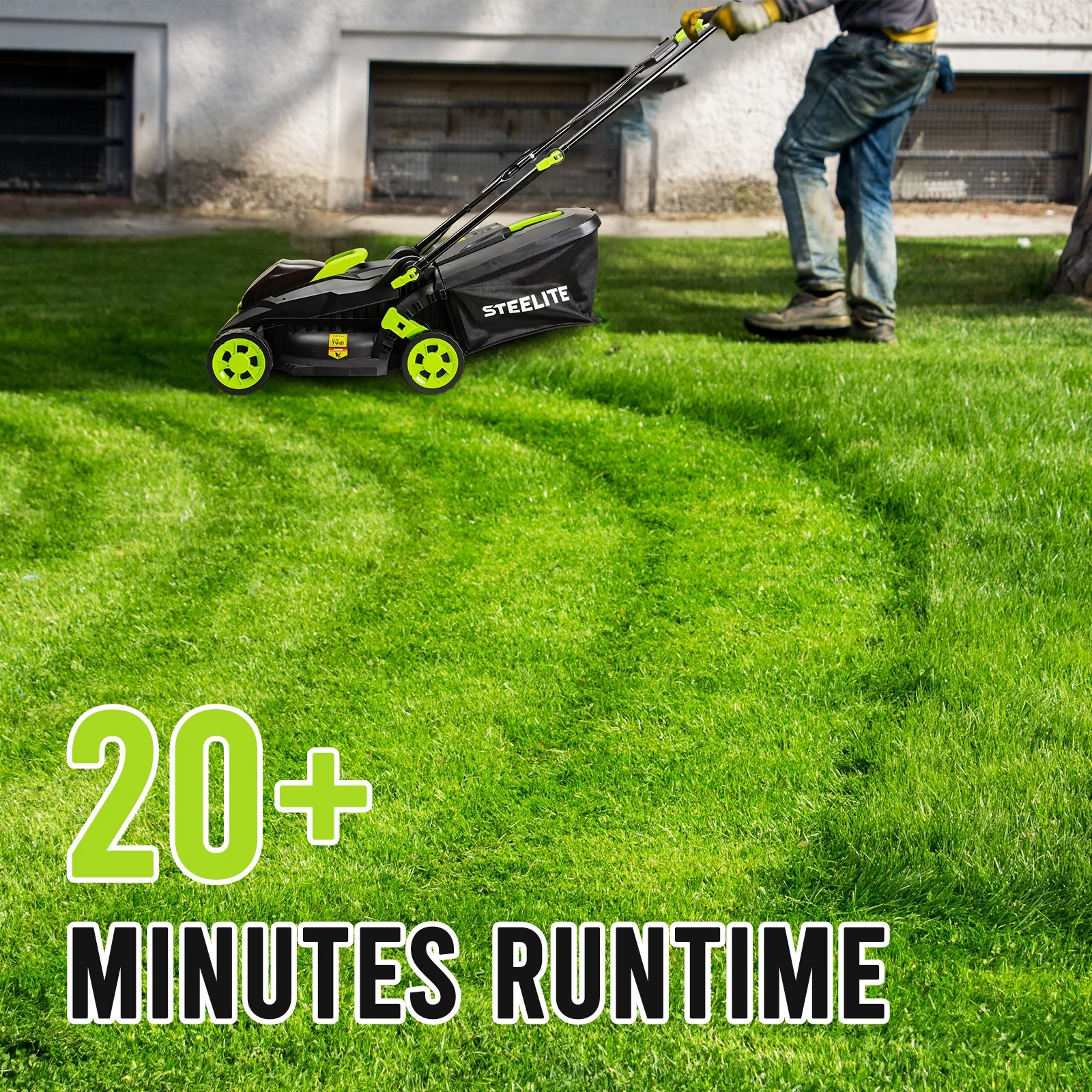 Steelite 13-Inch Cordless Lawn Mower, 21V Electric Lawn Mowers with Brushless Motor for Garden,5 Heights Adjustment, 4.0Ah Battery & Charger Included - Image 4